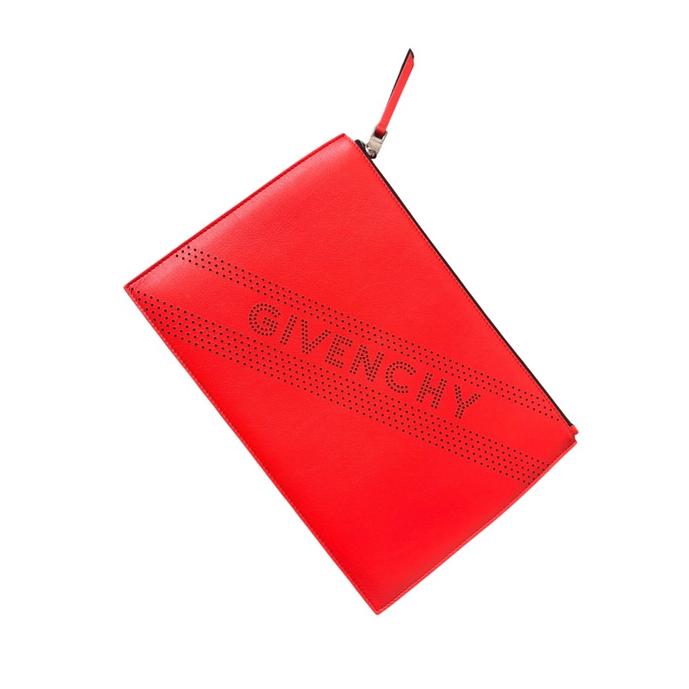 Givenchy Medium Emblem Pouch Pop Red Lambskin Leather Clutch BB604GB0CM 629